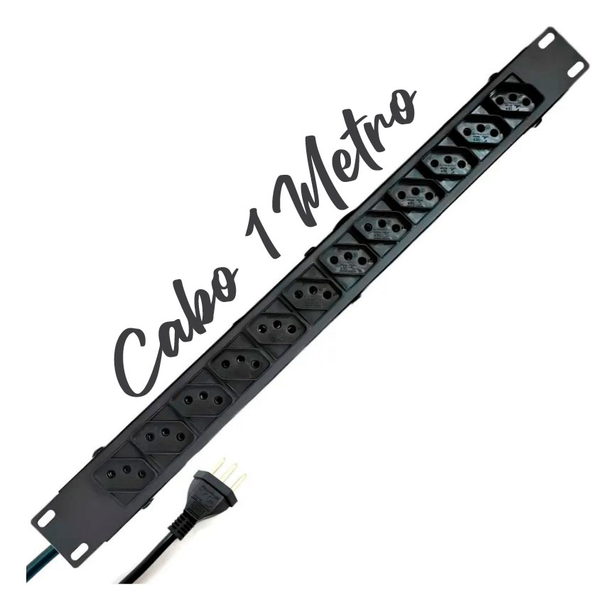 Régua Rack 19 Pol. 12 Tomadas 10A Metálica Profissional Asimove